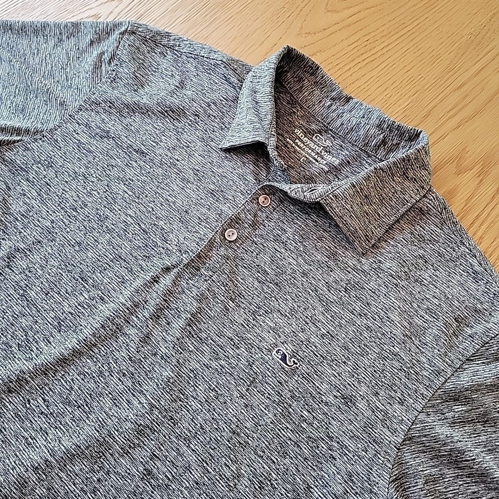 Vineyard Vines Performance Polo Shirt Men's Large Gray Golf Stretch Preppy Whale